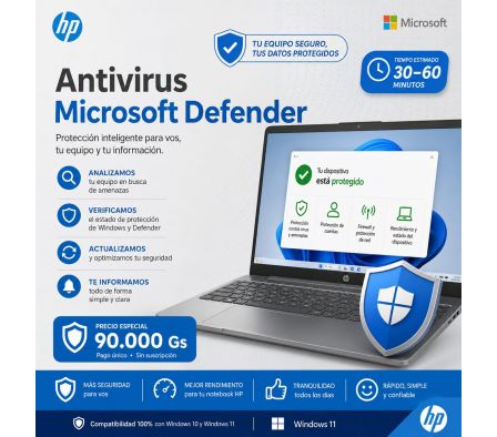 MICROSOFT DEFENDER SEGURIDAD Y ANTIVIRUS - HP SERVICE